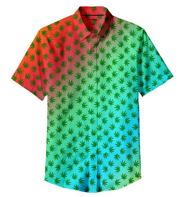 Men's Gradient Leaf Print Shirt Collection - 5 Sizes