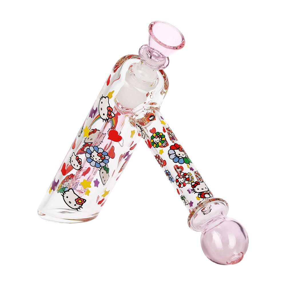 Charming Kitty Glass Bubbler Pipe - 6 Inch