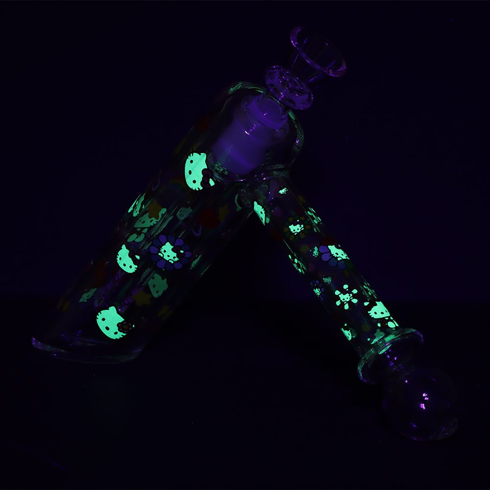 Charming Kitty Glass Bubbler Pipe - 6 Inch