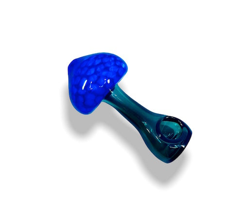 Compact Mushroom-Top Glass Herbal Pipe