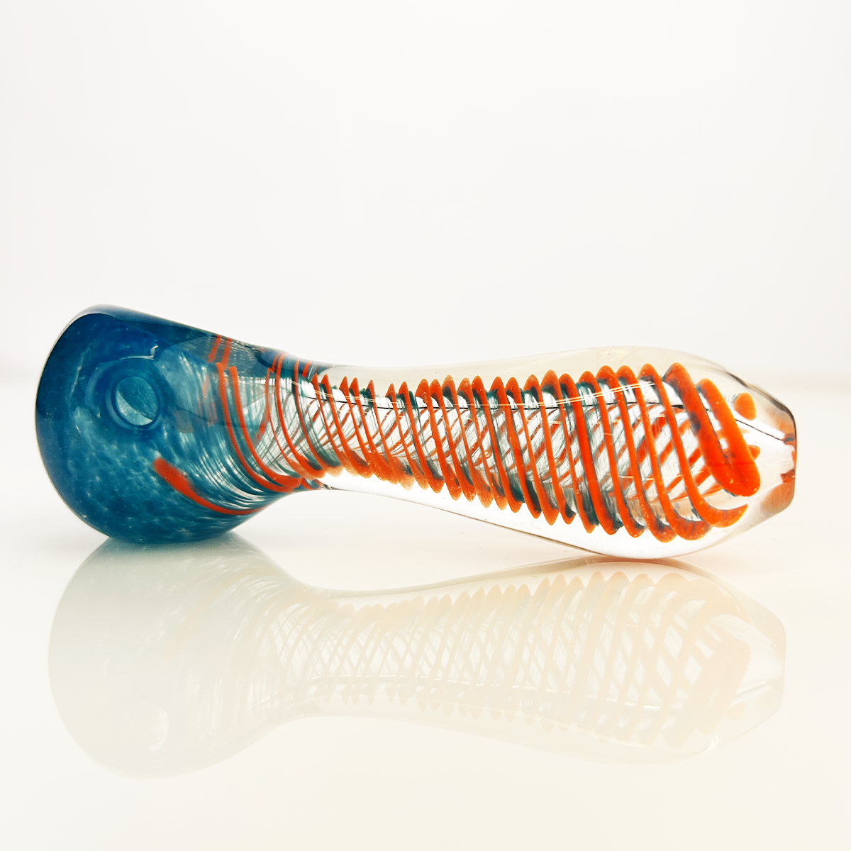 Artisan Glass Spoon Pipe with Spiral Detail