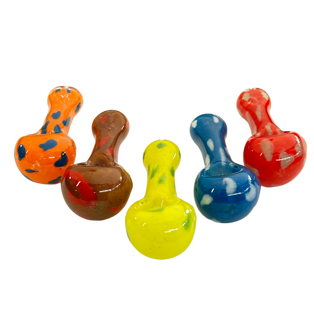 Compact Frit Glass Hand Pipe with Dot Accents