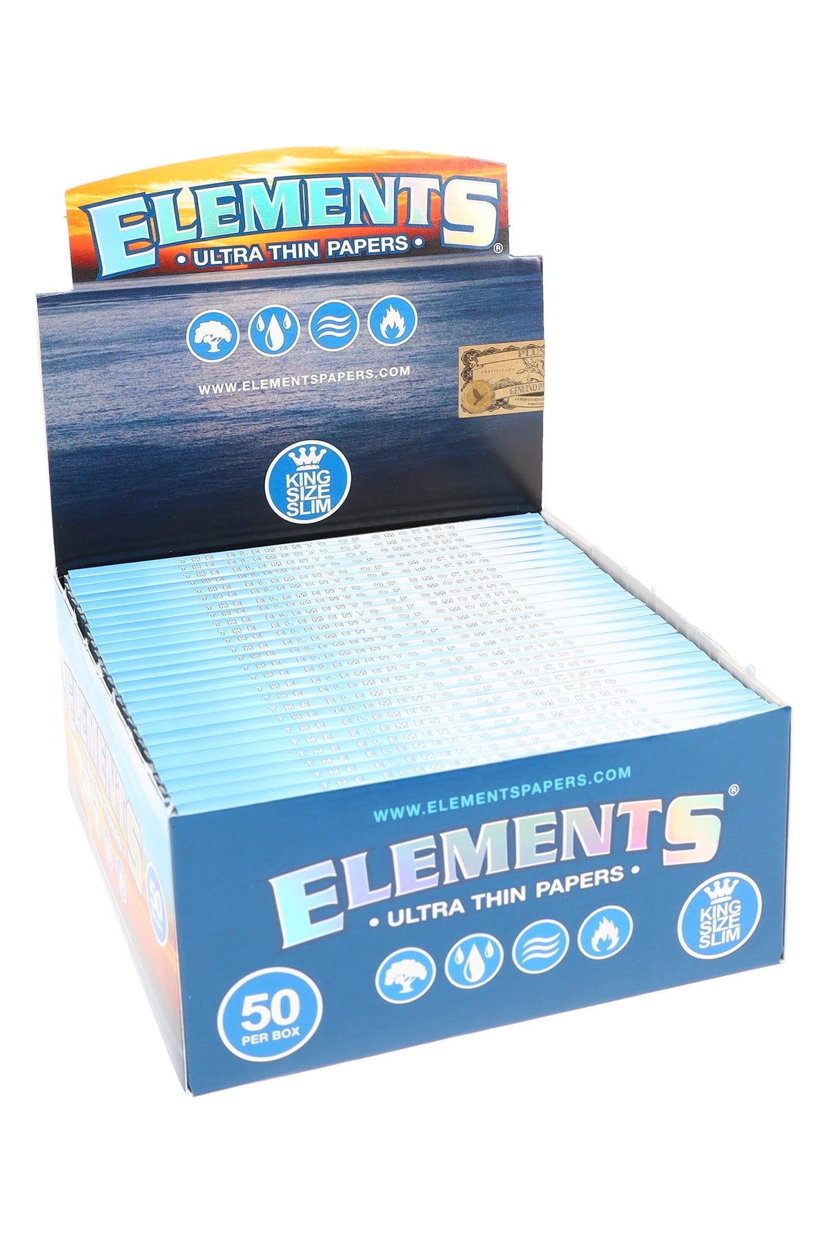 Elements King Size Slim Rolling Papers – 50-Count Display – 32 Leaves – image 1