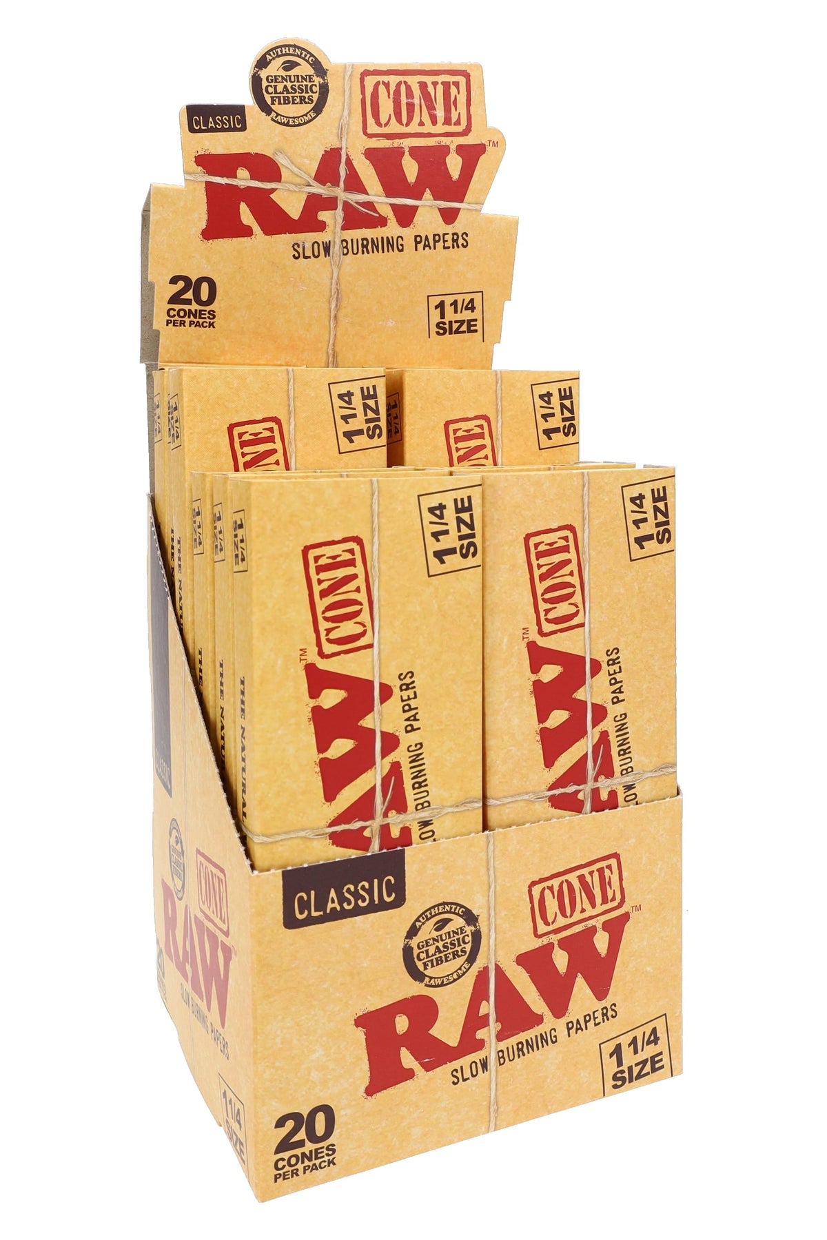 RAW Classic Pre-Rolled Cones – 1¼ – 20/Pack – 12-Count Display – image 1