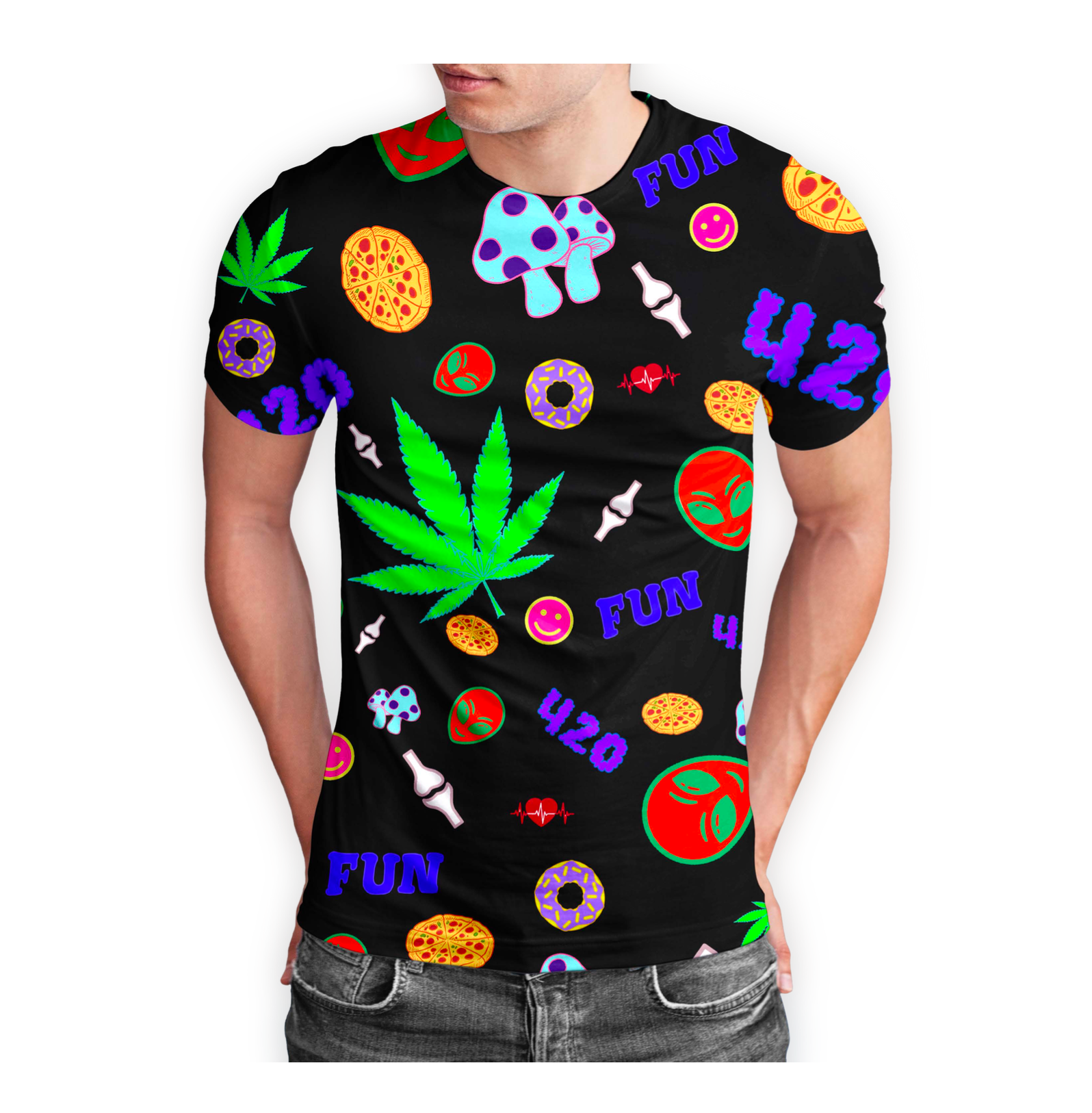 Mushroom Donut Leaf Graphic T-Shirt 5-Pack - Polyester