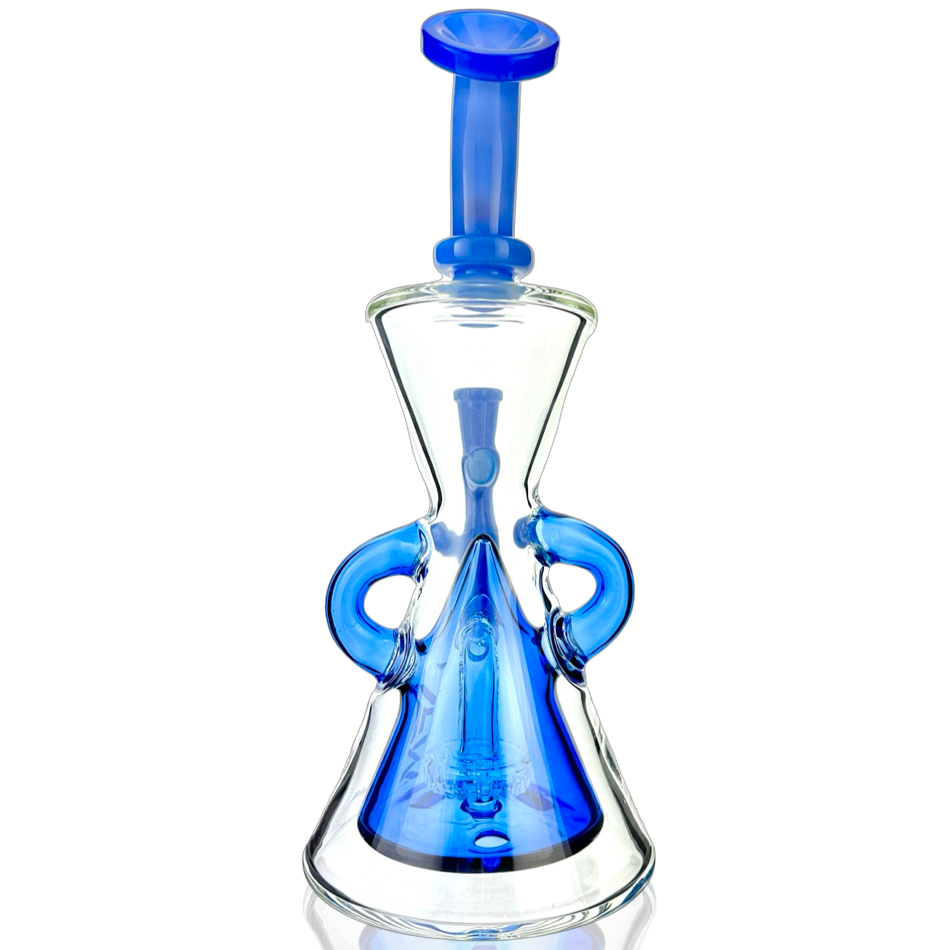 10" AFM Glass Hour Glass Colored Recycler Dab Rig