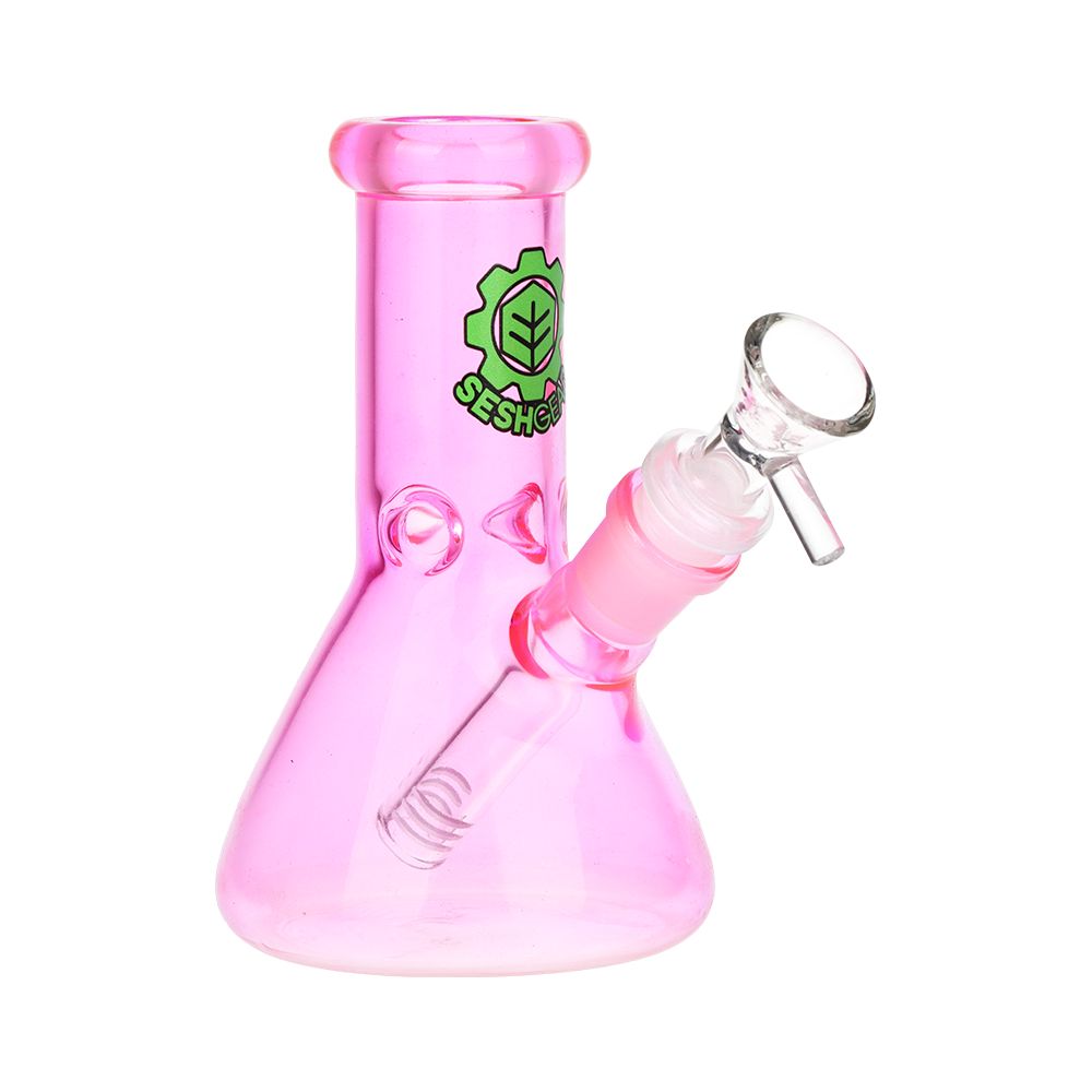 Compact Beaker Bong with Vibrant Colored Glass