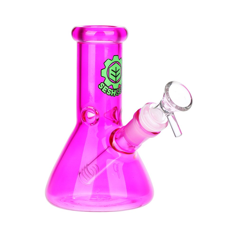 Compact Beaker Bong with Vibrant Colored Glass
