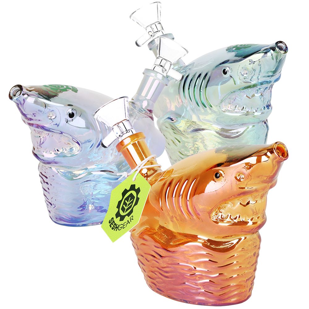 Shark Attack Electroplated Glass Water Pipe