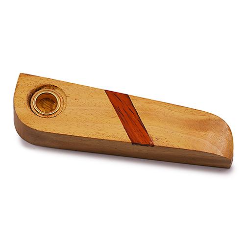 Artisan Brown Strip Wooden Hand Pipe (4-inch)