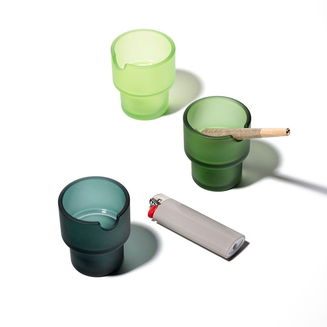 Stackable Flower Herb Glass Ashtray Set