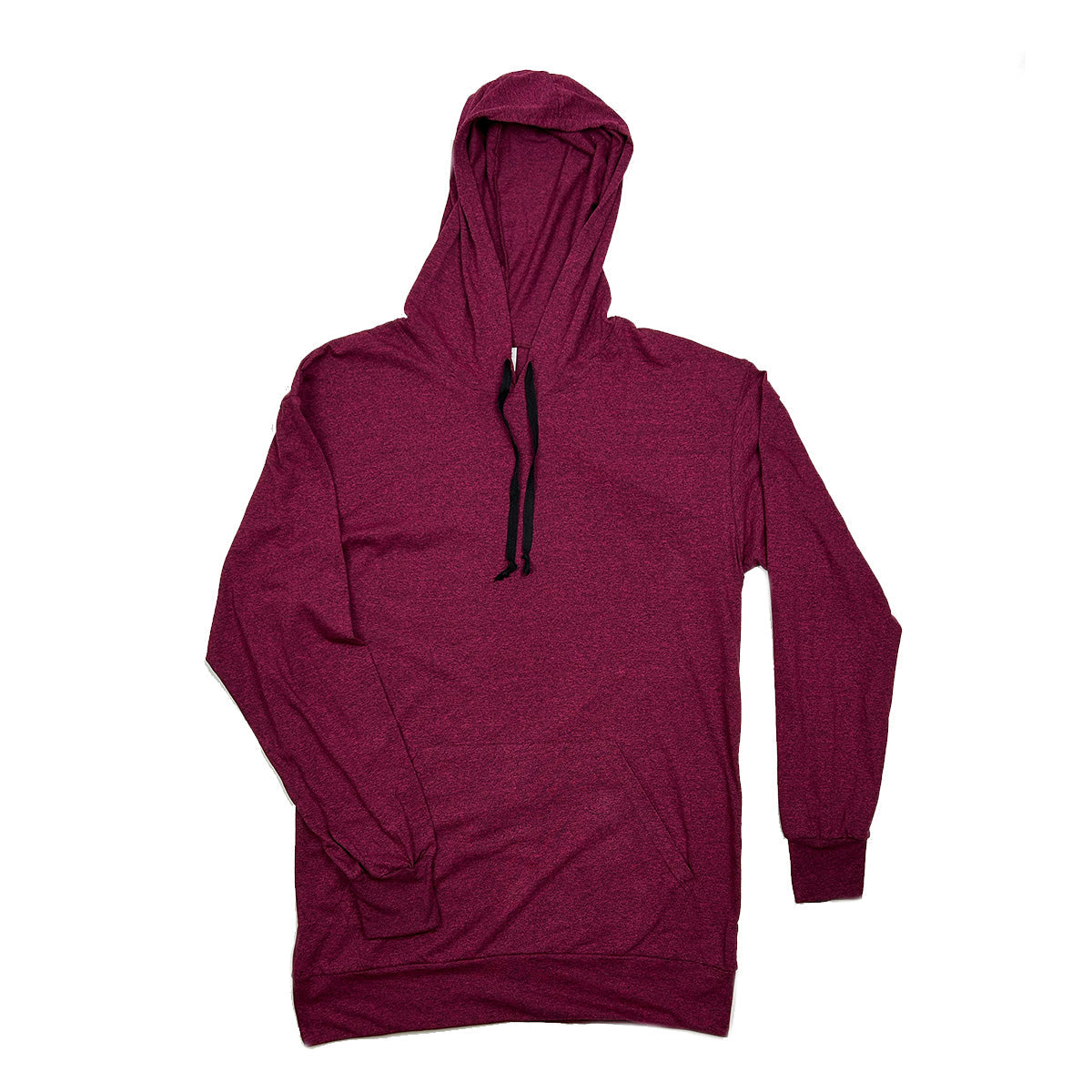 Premium Burgundy Hooded Long Sleeve T-Shirt - 6 Unit Set