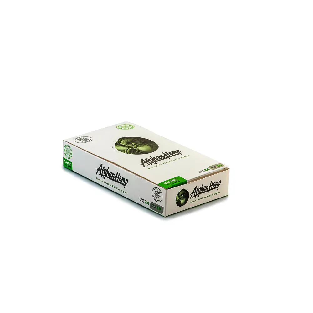 Afghan Hemp Rolling Papers King Size white box with green logo