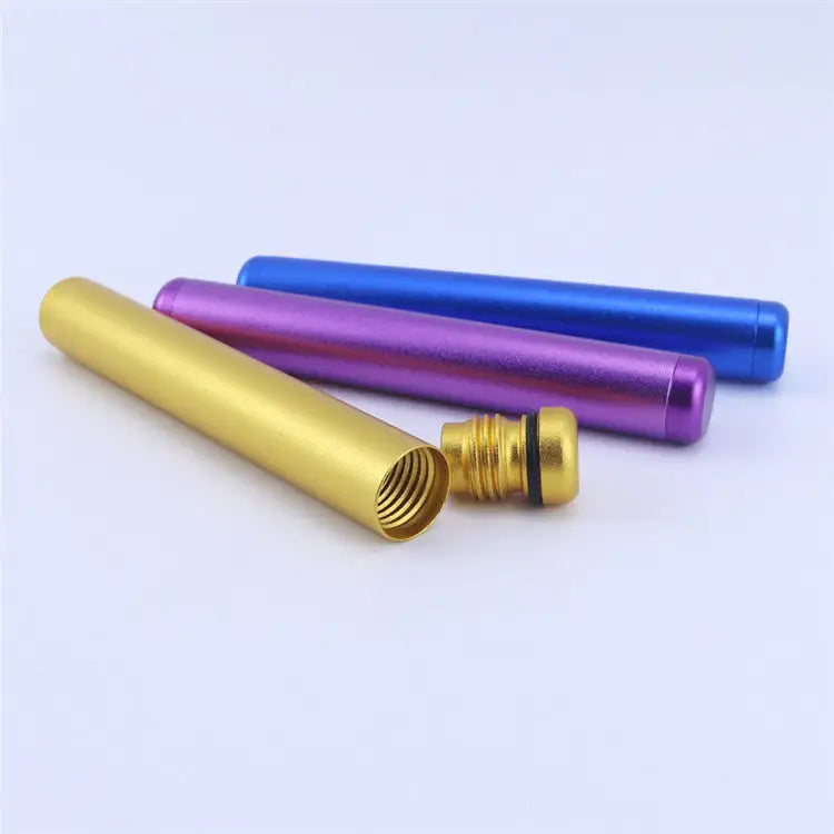 Gold aluminum pre roll tube with threaded cap for odor-free storage