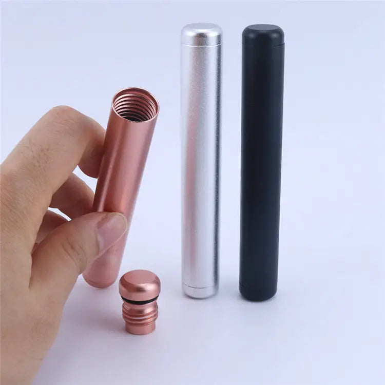 Rose gold aluminum pre roll tube with threaded cap for odor-free storage