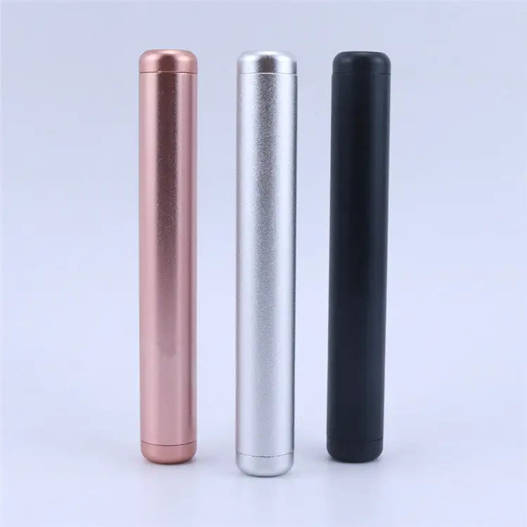 Three aluminum pre roll tubes in rose gold, silver, black