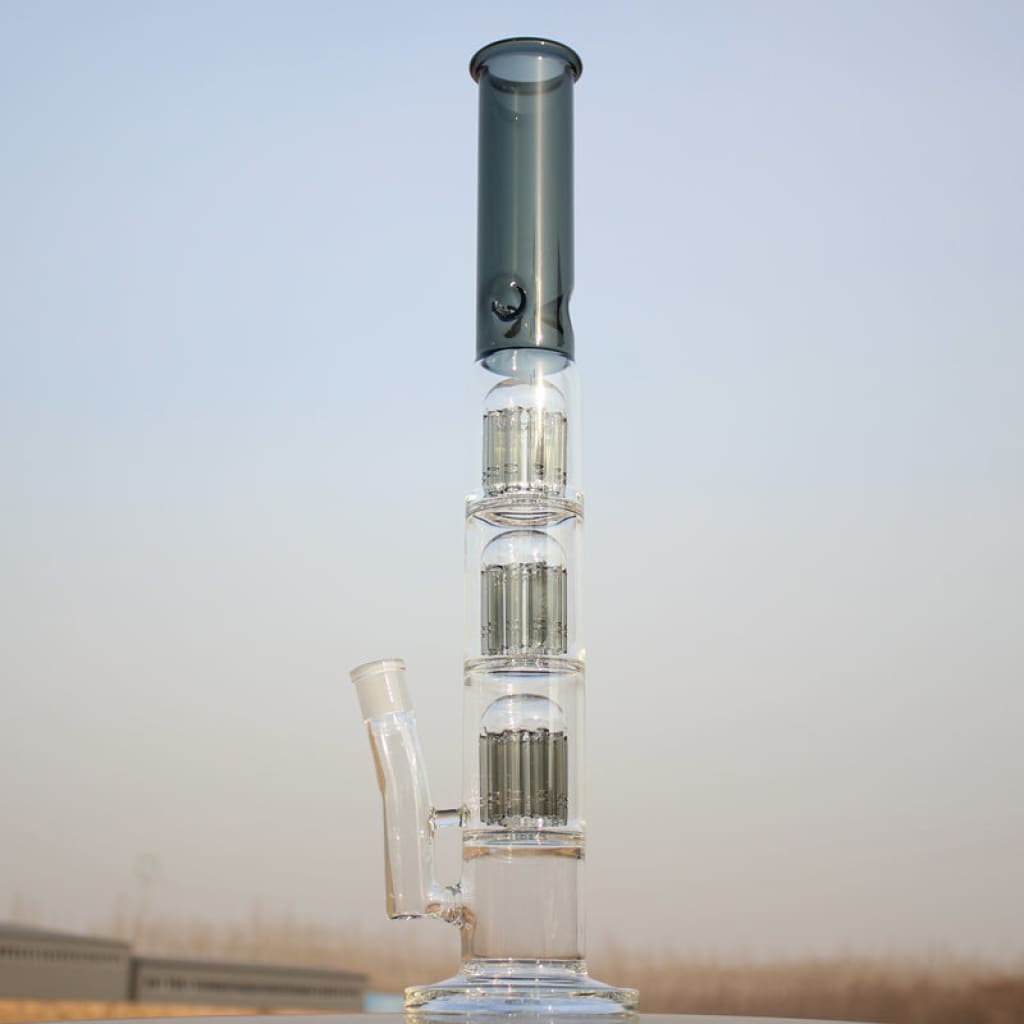Tall multi-chambered glass bong with triple tree percolator in high-quality borosilicate glass