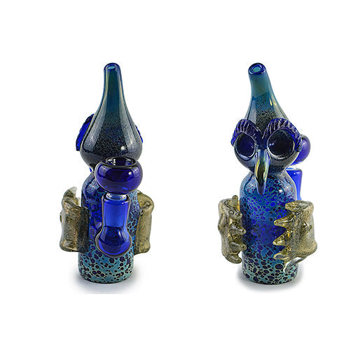 Whimsical Owl Art Glass Water Pipe