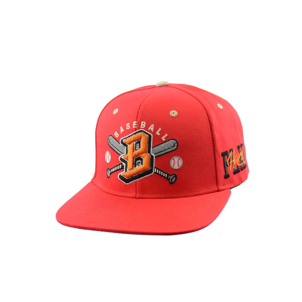 Red baseball cap from Stylish Baseball Hat Embroidered Snapback for sports fans