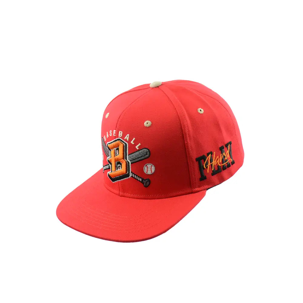 Red baseball cap from Stylish Baseball Hat Embroidered Snapback for sports fans
