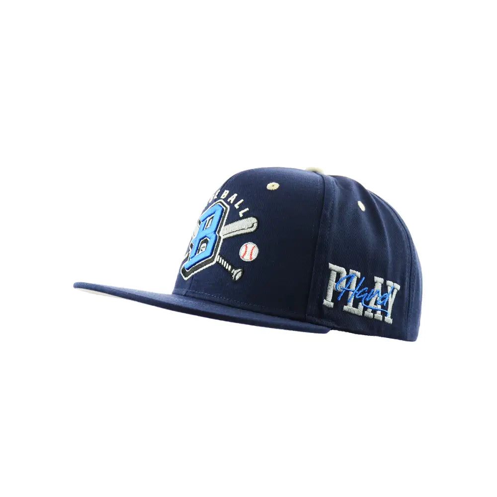 Navy blue baseball hat embroidered snapback for sports fans and outdoor activities