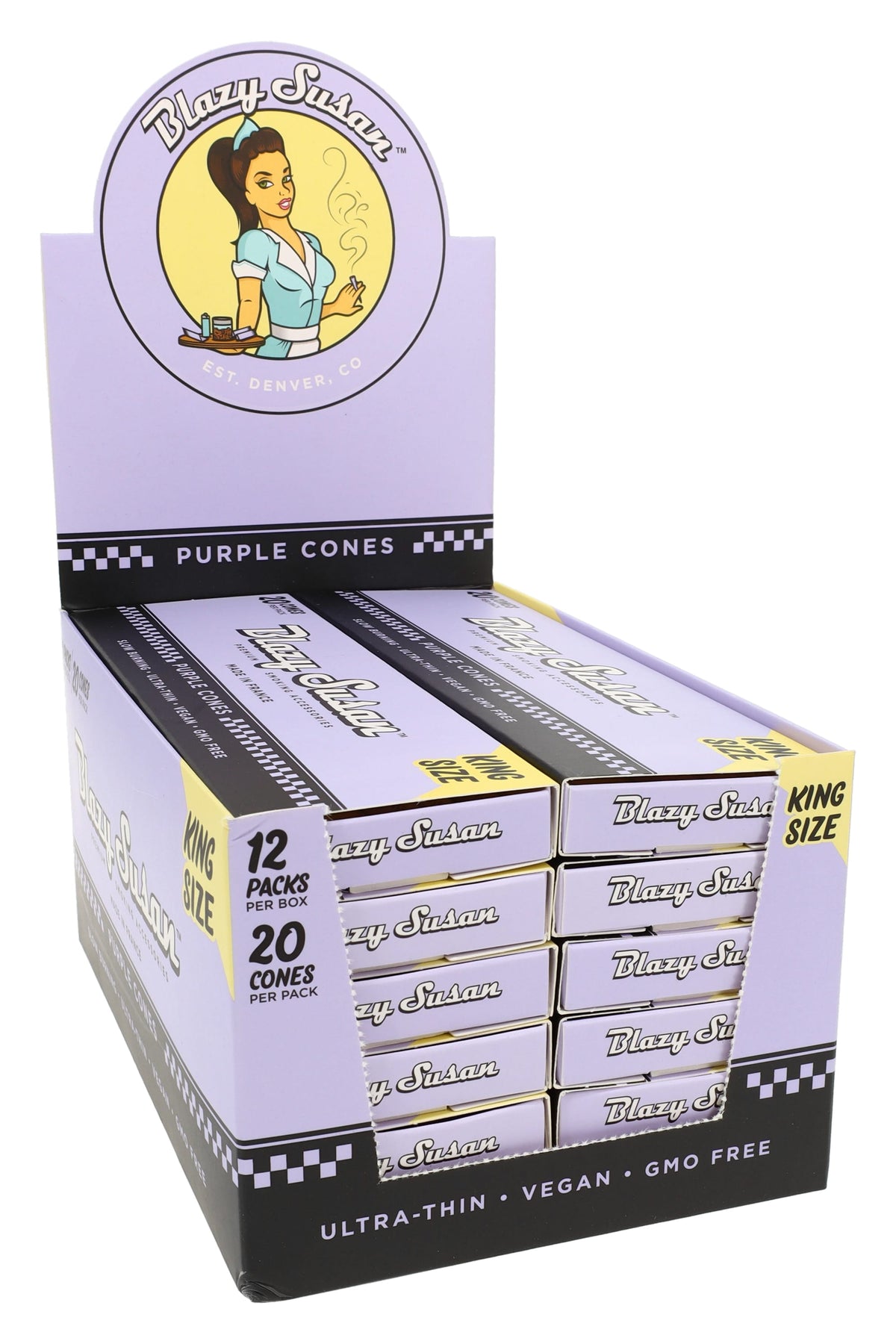 Blazy Susan King Size Cones – Pink or Purple – 20/Pack – 12-Count Display – image 1