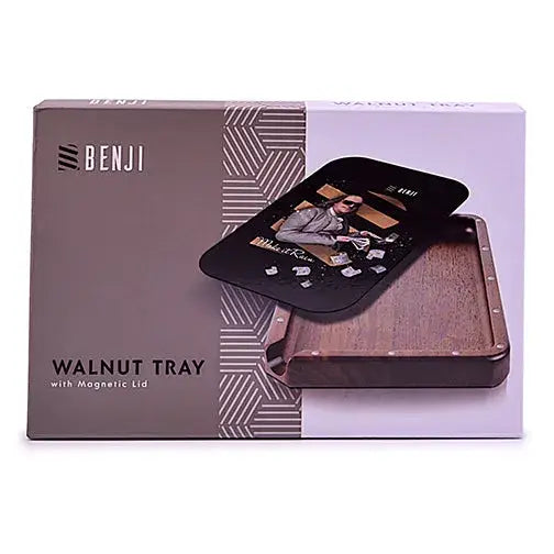 Benji walnut tray with magnetic lid kit, man playing cards design