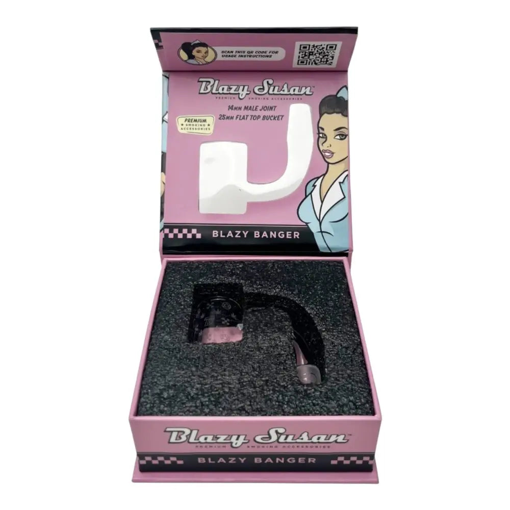 Blazy Susan 25mm black pink bucket banger 14mm male joint