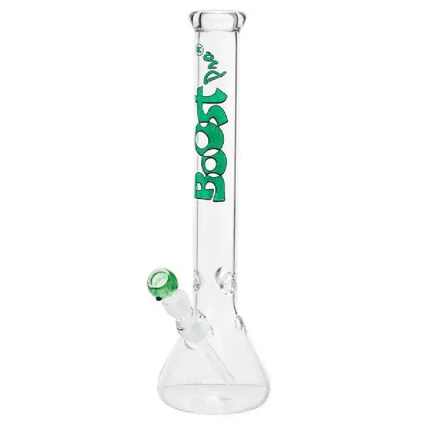 Green Beaker Base Glass Water Pipe with Ice Catcher and Boost branding