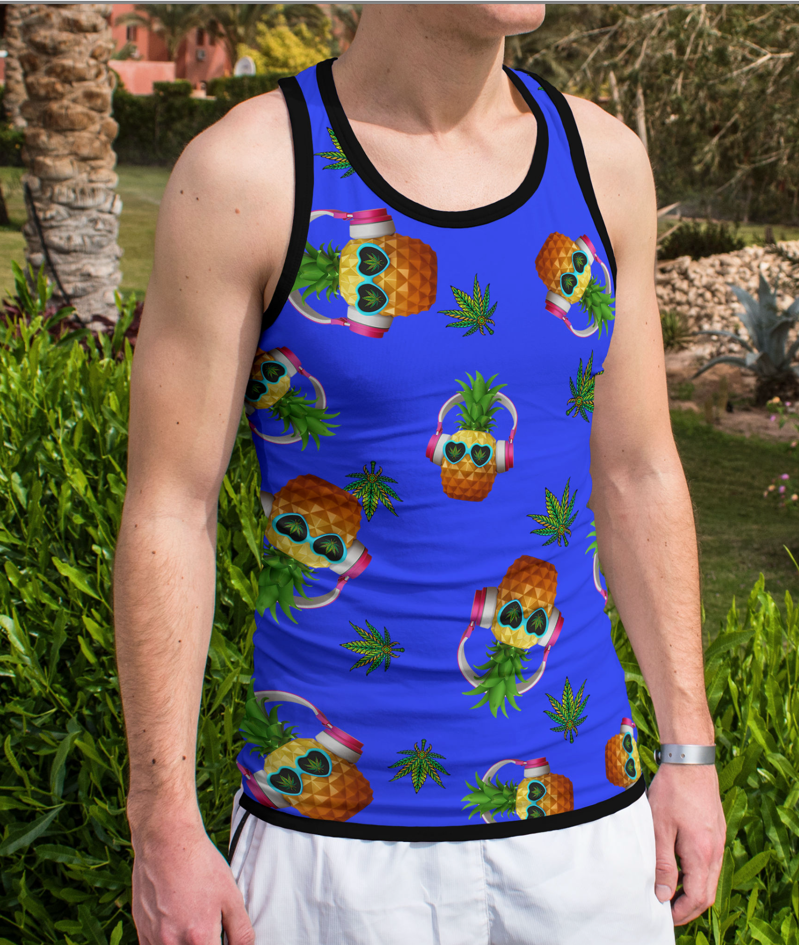 Premium Pineapple Blue Polyester Tank Top Pack