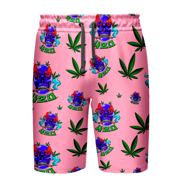 Pink Skull Print Shirt & Shorts Lounge Set