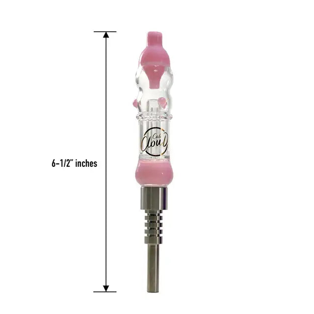 Cali Cloudx mini nectar collector: pink glass pipe with metallic base