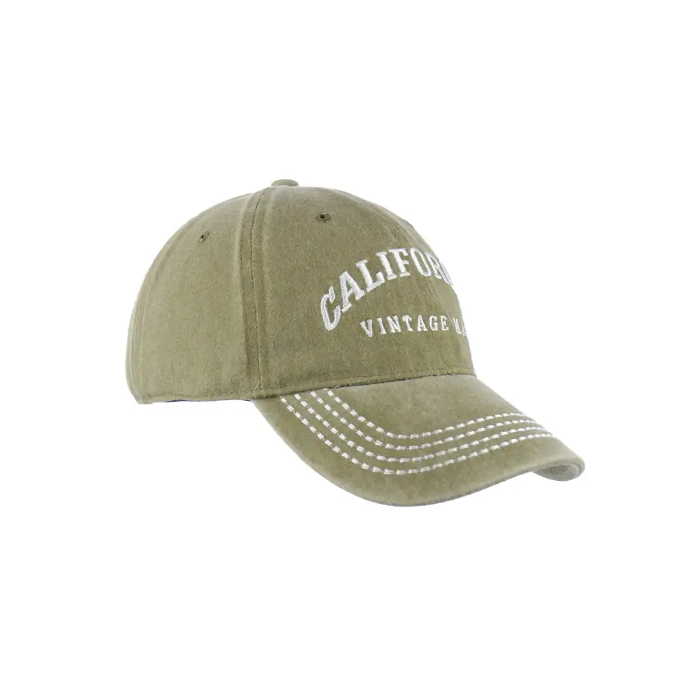 Olive green California Vintage baseball cap with California original cotton buckle strap