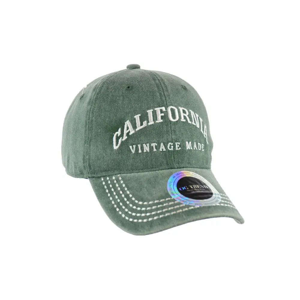 Green California Vintage Made baseball cap with California original cotton and cotton buckle