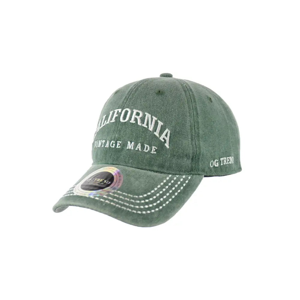 Green California Vintage Made baseball cap featuring California Original Cotton and cotton buckle