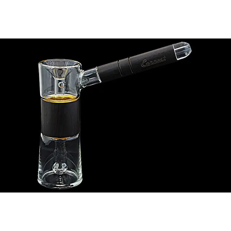 Glass and black smoking pipe from the Connect Wood Collection Natural Wood Bubbler