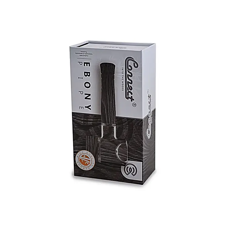 Ebony pipe packaging for Connect Natural Wood Spoon Pipe for eco-conscious collectors