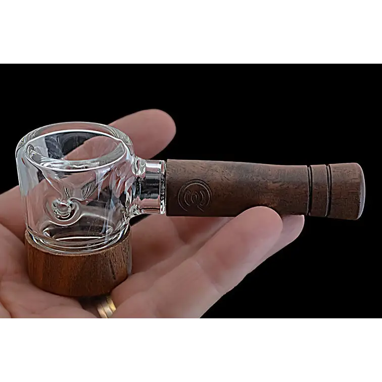 Connect Natural Wood Spoon Pipe made from glass and wood for eco-conscious collectors
