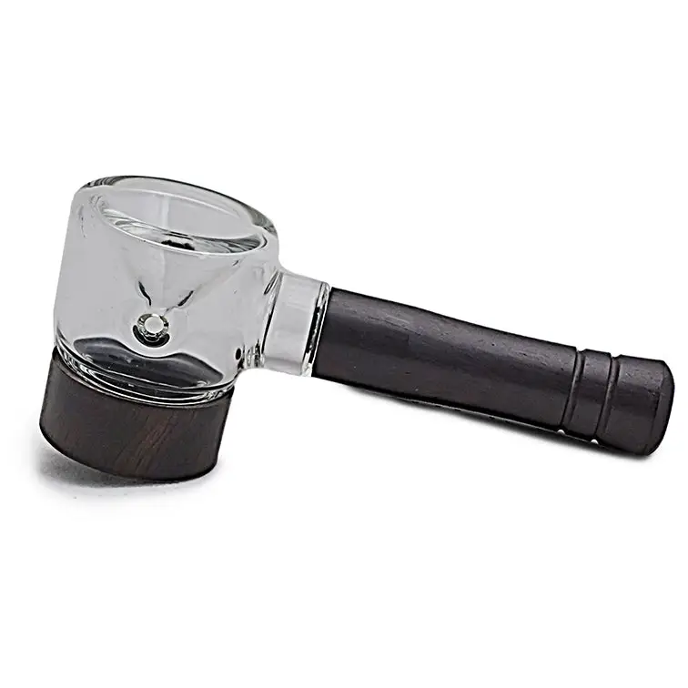 Glass and wood smoking pipe from Connect Natural Wood Spoon Pipe for eco-conscious collectors