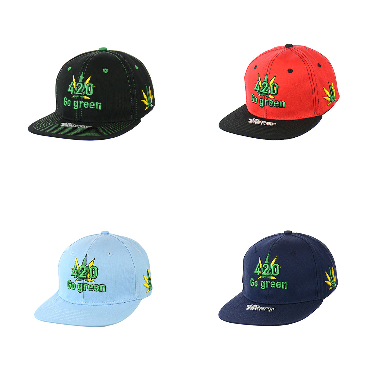 Go Green Embroidered Cotton Snapback Hat