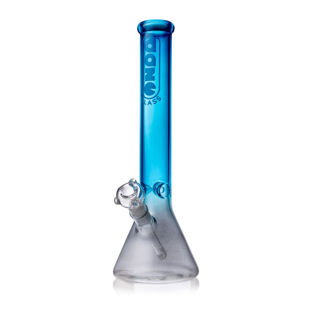 Custom Borosilicate Glass Water Pipe by Daze Glass: Blue with Beaker Base and Long Neck