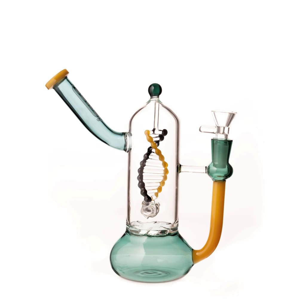 Daze Glass Spinning Dna & Turbine Perc Water Pipe With Colorful Accents For Smooth Smoking