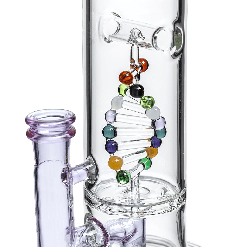 Colorful Glass Water Pipe with Spiral DNA Shaped Perc in Dna Dab Rig Design