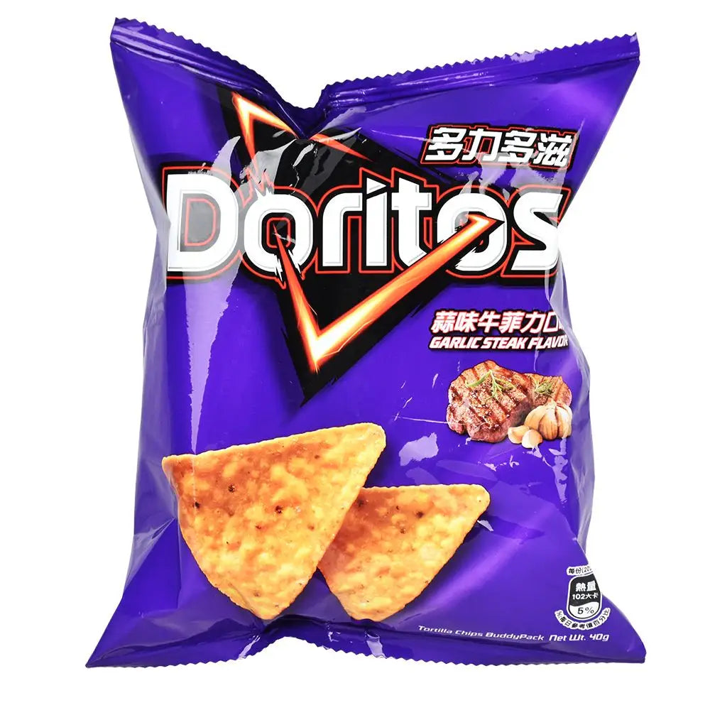 Bag of Garlic Steak flavored Doritos Corn Chips from Unique International Edition