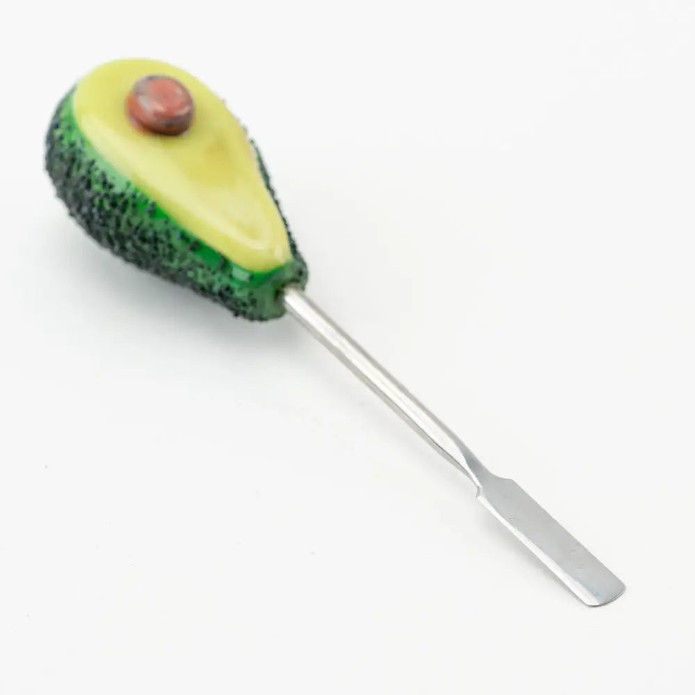 Empire Glassworks Avocadope borosilicate glass dab tool with green yellow scraper