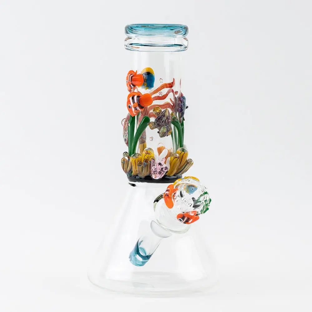 Empire Glassworks Baby Beaker Sea Bong with hand-blown fish and coral