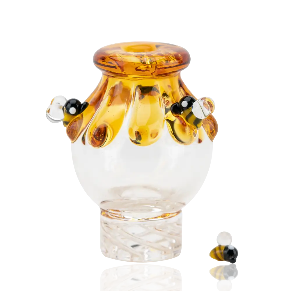 Empire Glassworks Beehive Spinner Cap Carb Cap with amber honeycomb bong