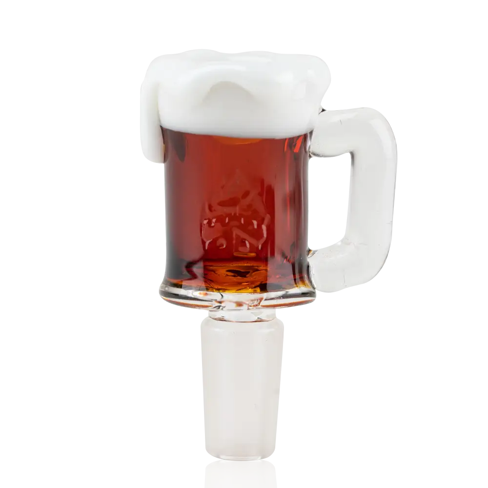 Empire Glassworks beer mug bowl piece with frothy amber liquid
