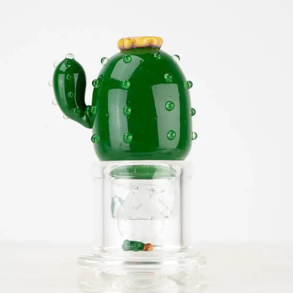 Empire Glassworks cactus spinner cap for Puffco Peak in vibrant green glass
