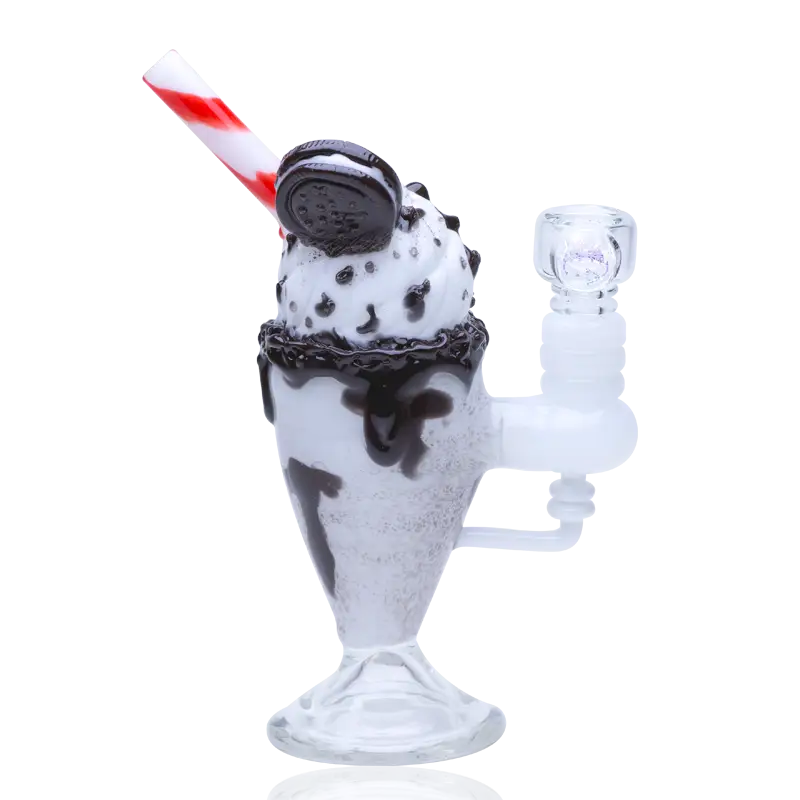 Empire Glassworks Chocolate Cookie Sundae Float Mini Rig with swirled glass and Oreo top